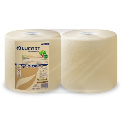LUCART Bobina industriale EcoNatural da 800 strappi in fiberpack, goffratura a S, 2 veli