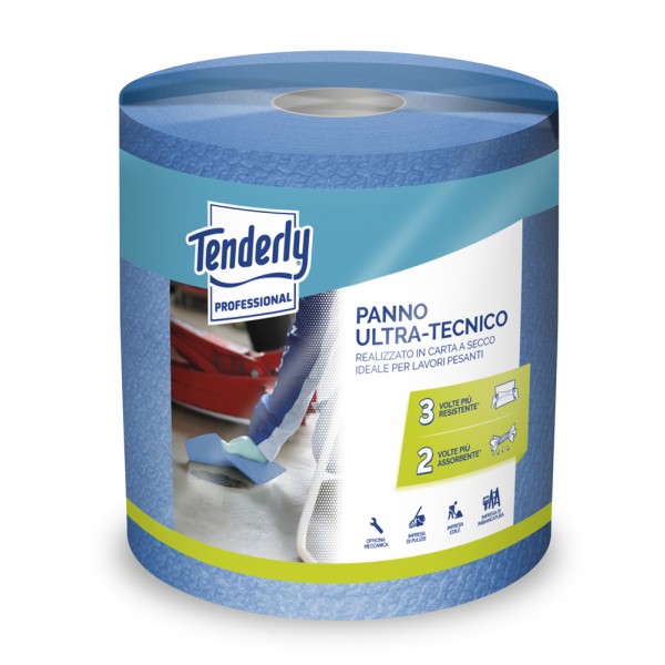 TENDERLY bobina industriale ultra-tecnica, 90m, 250 strappi, goffratura a SS, 1 velo