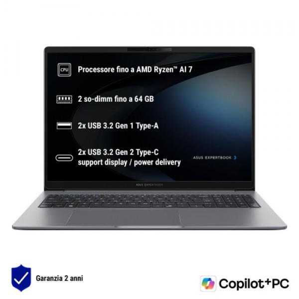 Nb asus commercial nx p copilot+pc pm3606cka-mb0185x 16" ryzen ai r5-330 16gb ssd512gb w11p colore argento