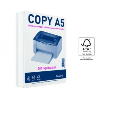 Carta per fotocopie copy - a5 colore bianco grammatura 80gr