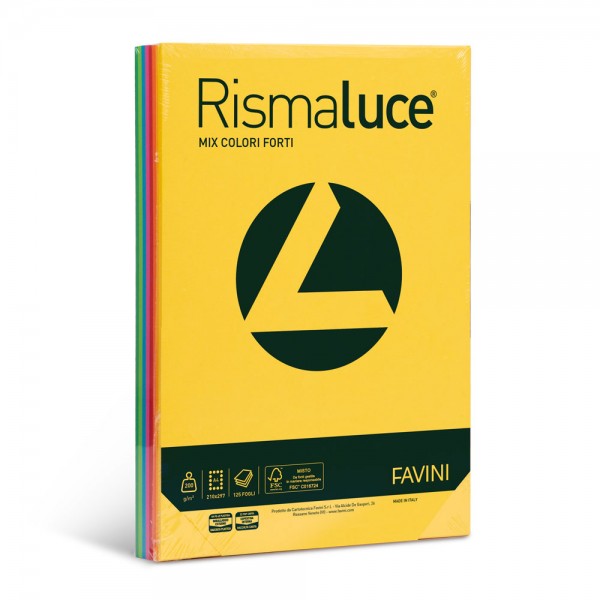 Rismaluce - carta a4 colore assortiti grammatura 200gr