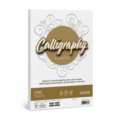 Calligraphy - carta lino a4 colore bianco grammatura 200gr