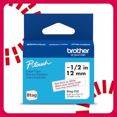 Brother btag232 nastro rosso/bianco colore rosso su bianco