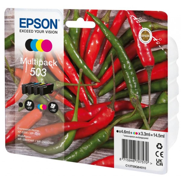 4 Multipack cartucce Epson 503 C13T09Q64010 Nero Ciano Magenta Giallo originale