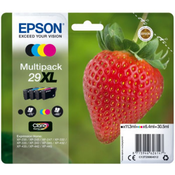 Epson Cartuccia Originale Nero Ciano Magenta e Giallo Multipack 29XL C13T29964012
