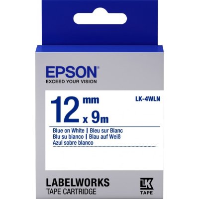 Epson lk4wln nastro blu/bianco 12mm x 9m colore blu su bianco