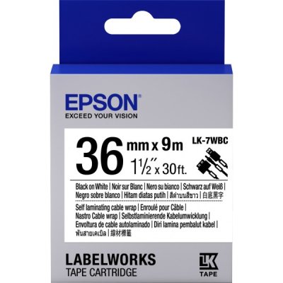 Epson lk7wbc nastro nero/bianco 36mm x 9m colore nero su bianco