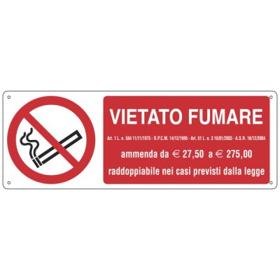 Cartello "divieto fumare art. 51 legge 3 16/01/03 uni en iso 7010"