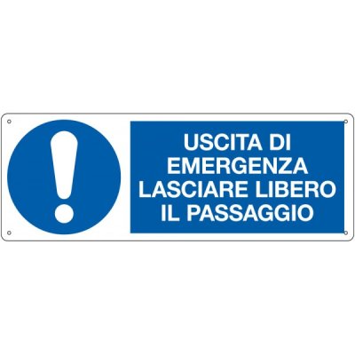 Cartello "uscita di emergenza. lasciare libero il passaggio"