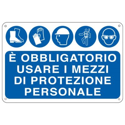 Cartello "e' obbligatorio usare i mezzi di protezione personale"