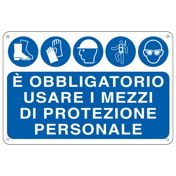 Cartello "e' obbligatorio usare i mezzi di protezione personale"