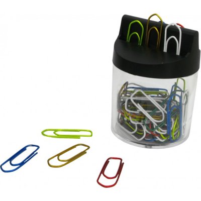 Fermagli colorati con dispenser colore assortiti tipo punta punta triangolare