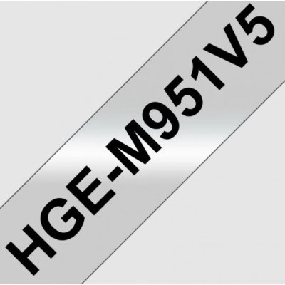 Brother hgem951v5 nastro nero/argento 24mm x 8m - 5pz colore nero su argento colore nero su argento