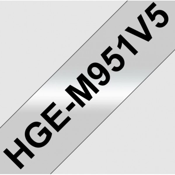 Brother hgem951v5 nastro nero/argento 24mm x 8m - 5pz colore nero su argento colore nero su argento