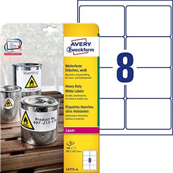 Etichette adesive in fogli a4 colore bianco