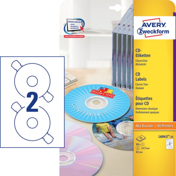 Etichette adesive in fogli a4 - per cd/dvd colore bianco coprente