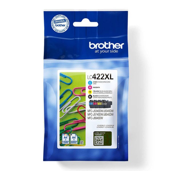 Brother Cartuccia originale Nero Ciano Magenta e Giallo Multipack LC422 alta capacità