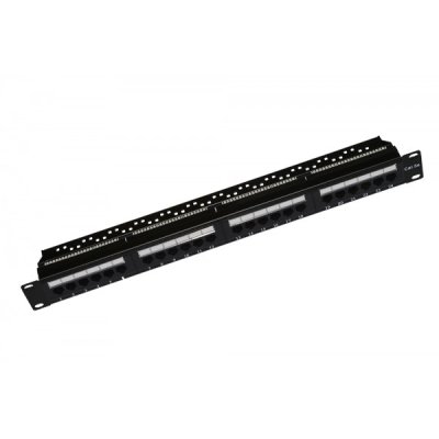 Pannello patch 19" utp 24 porte rj45 cat.5e colore nero