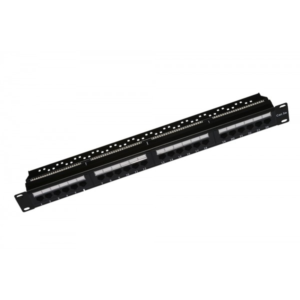 Pannello patch 19" utp 24 porte rj45 cat.5e colore nero
