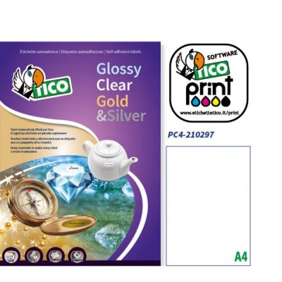 Buste e pacchi - etichette adesive in fogli a4 colore trasparente lucido