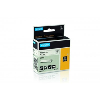 Dymo 18444 nastro rhino nero/bianco 12mm x 5.5m colore nero su bianco