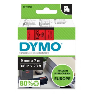 Dymo s0720720 nastro d1 nero/rosso 9mm x 7m colore nero su rosso