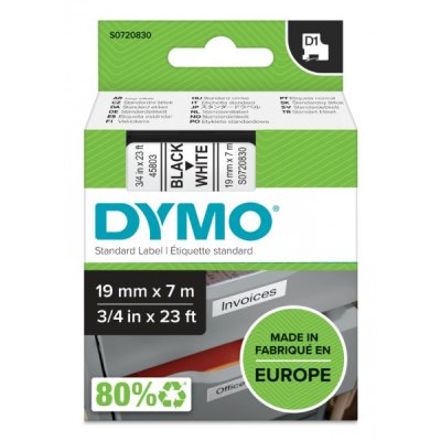 Dymo s0720830 nastro d1 nero/bianco 19mm x 7m colore nero su bianco
