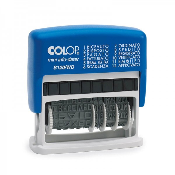 Mini info dater s120/wd - timbro colore blu, bianco