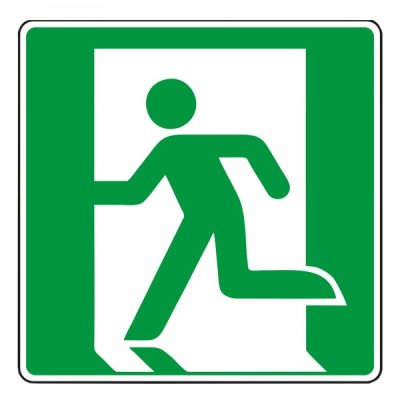 Cartello "uscita di emergenza a sinistra"