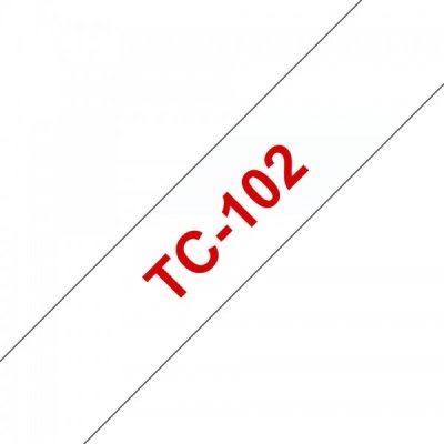 Brother tc-102 nastro rosso/trasparente 12mm x 7,7m colore rosso su trasparente