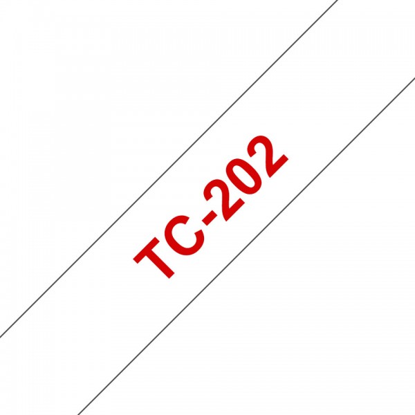 Brother tc-202 nastro rosso/bianco 12mm x 7,7m colore rosso su bianco