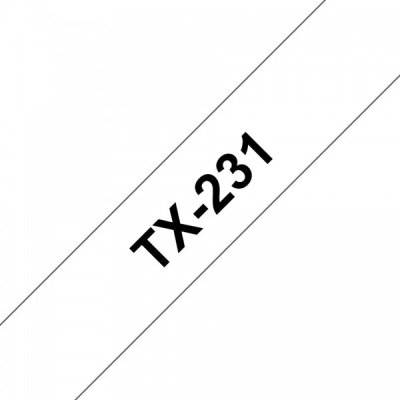 Brother tx-231 nastro nero/bianco 12mm x 15m colore nero su bianco