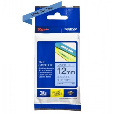 Brother tze-531 nastro nero/blu 12mm x 8m colore nero su blu