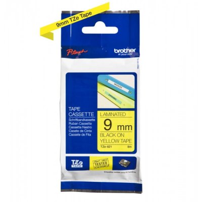 Brother tze-621 nastro nero/giallo 9mm x 8m colore nero su giallo