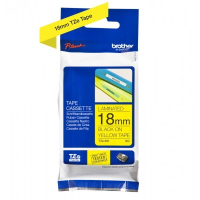 Brother tze-641 nastro nero/giallo 18mm x 8m colore nero su giallo