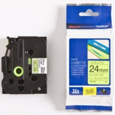 Nastro tipo tz per pt-7600vp/2700vp, 24mm x 5m, nero su giallo fluo colore nero su giallo