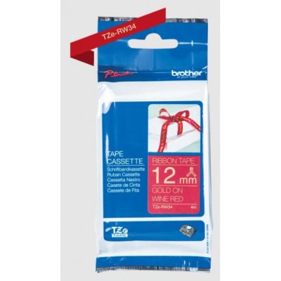 Brother tze-rw34 nastro oro/rosso vino 12mm x 4m colore oro su rosso vino colore oro su rosso vino
