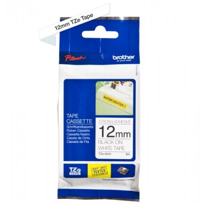 Brother tze-s231 nastro adesivo nero/bianco 12mm x 8m colore nero su bianco