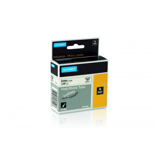Dymo s0718260 nastro rhino nero/bianco 6mm x 1.5m colore nero su bianco