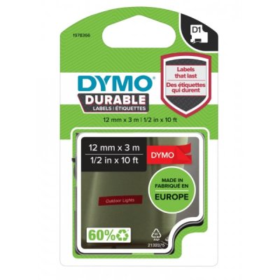 Dymo 1978366 nastro d1 bianco/rosso 12mm x 3m colore bianco su rosso