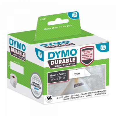 Rotolo 450 etichette adesive permanenti 9x64mm, in plastica colore bianco