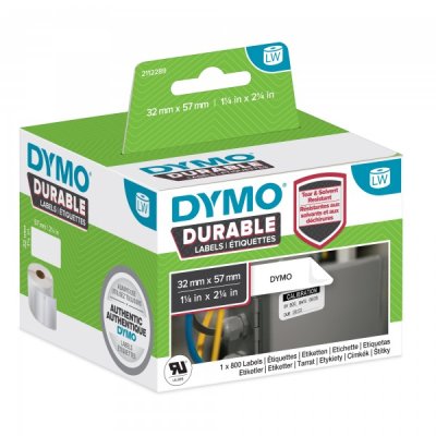 Rotolo 800 etichette adesive permanenti 57x32mm, in plastica colore bianco