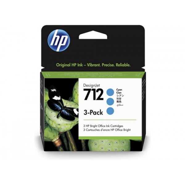 Cartuccia HP 712 3ED77A Ciano originale (Conf. da 3 pz.)