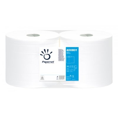 PAPERNET bobina industriale 293, 4m da 815 strappi in pura cellulosa, goffratura wave, 2 veli