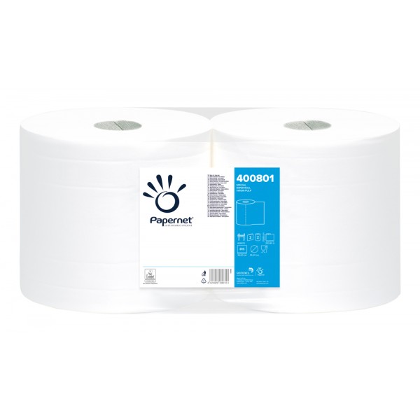 PAPERNET bobina industriale 293, 4m da 815 strappi in pura cellulosa, goffratura wave, 2 veli