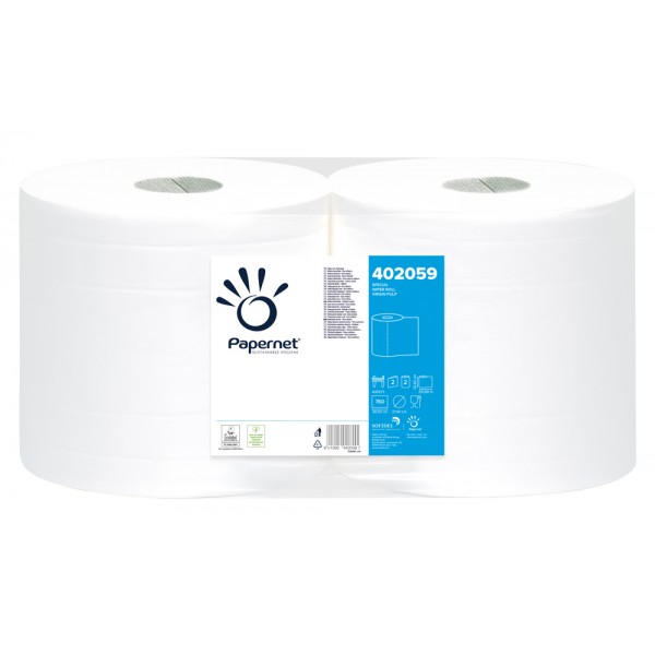 PAPERNET bobina industriale 231, 8m da 760 strappi in pura cellulosa, goffratura pin to pin, 2 veli