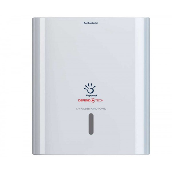 PAPERNET dispenser antibatterico asciugamano piegati a C/V, max 2,5 clips,  33,60x14,50cm