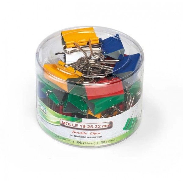 Double clips in barattolo 60pz  colore assortiti