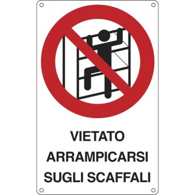 Cartello "vietato arrampicarsi sugli scaffali"