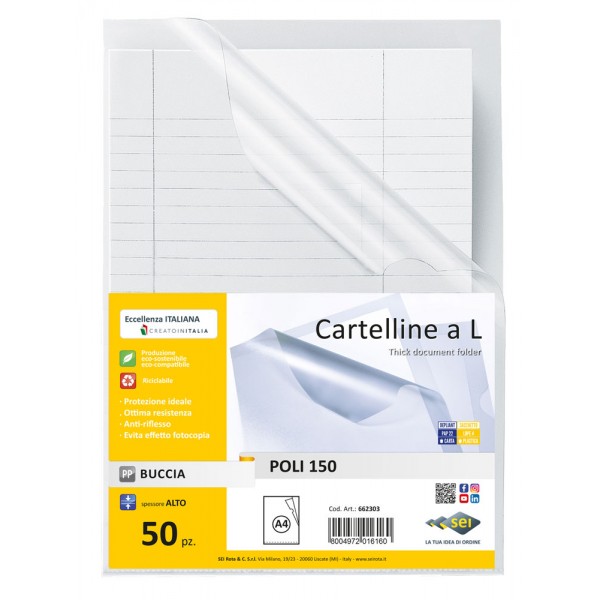 Cartelline a l poli a4 - 21x29,7cm colore trasparente